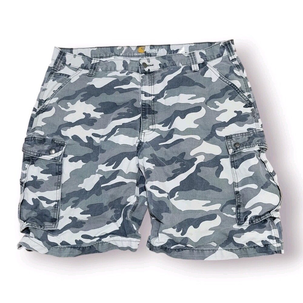 Carhartt Gray Camo Cargo Shorts Relaxed Fit Bottoms Men’s Size 42 100279-071 - Picture 11 of 12